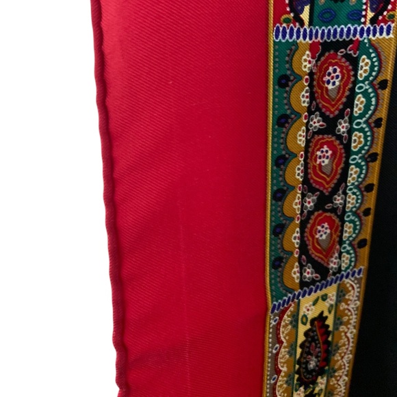 Christian Dior Silk Scarf w/ COA Baroque Frame Print– Black Red Gold– Authentic - Picture 6 of 9